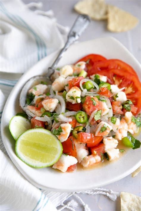Limes, shrimp, kosher salt, jalapeñoes, small red onion, cherry tomato 54 tips. Shrimp Ceviche Recipe (How to Make Shrimp Ceviche) - The Forked Spoon