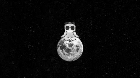 Panda Character Meditating On Moon 4k Wallpaperhd Artist Wallpapers4k