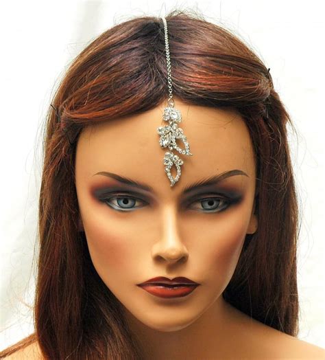 free shipping tikka headpiece crystal hair chain prom bridal headpiece indian maang tikka