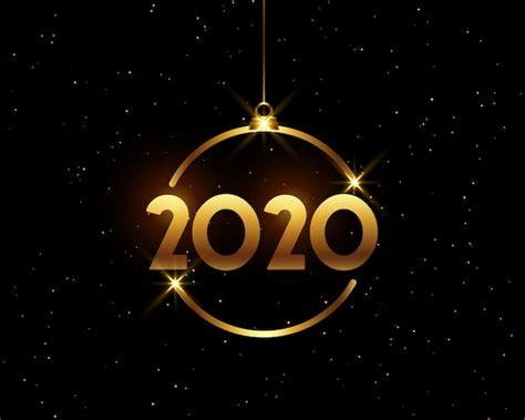 Frohes Neues Jahr 2020 Mit Uhr Und Goldenen Streifen Kostenlose Vektor