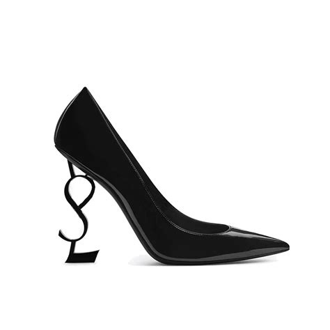 Luxury Designer Shiny Black Dress Shoes And Pumps With High Heels Latte Asymmetric Grosgrain