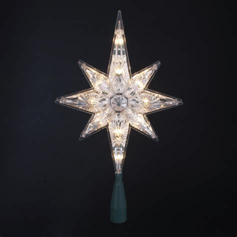 105 Lighted Faceted Bethlehem Star Christmas Tree Topper Clear