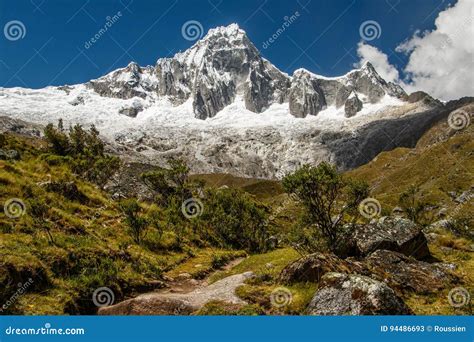 Snow Covered Peak Of Cordillera Blanca In Peru Stock Image Image Of
