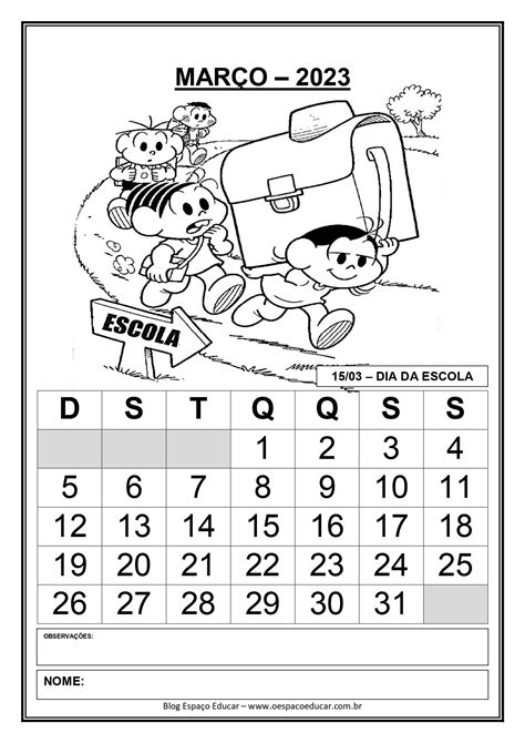 Calendários 2023 Para O Ano Todo Blog Espaço Educar