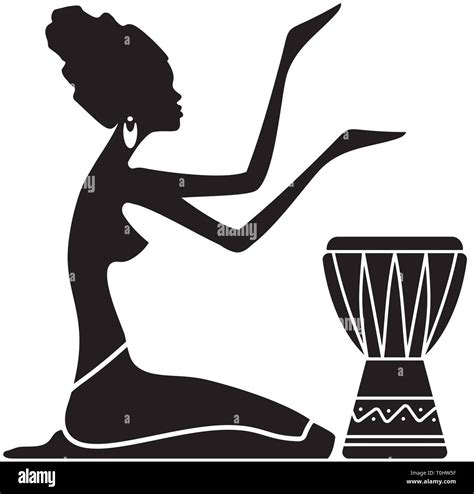 Woman Africa Tribe Djemble Illustration Silhouette Stock Photo Alamy