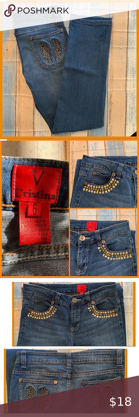 Final Price V Cristina Jewel Emblshd Jean Sz 6 Euc Embellished Jeans