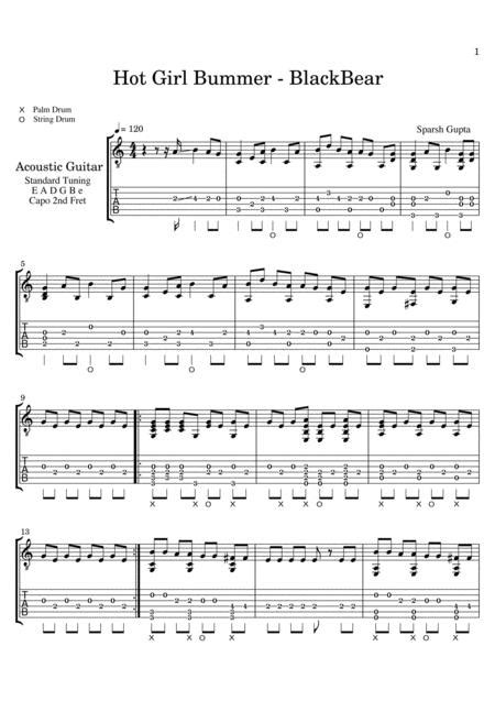 Hot Girl Bummer Blackbear Acoustic Fingerstyle Guitar Tab Free Music