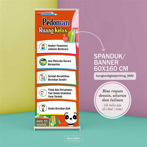 Spanduk, Banner Peraturan Kelas Kami, Aturan Ruang Kelas, Pedoman Ruang