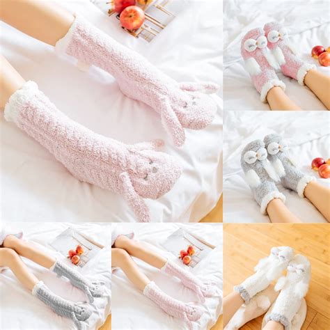 Harajuku Cute Animal Socks Women Winter Velvet Warm Soft Home Bed Floor