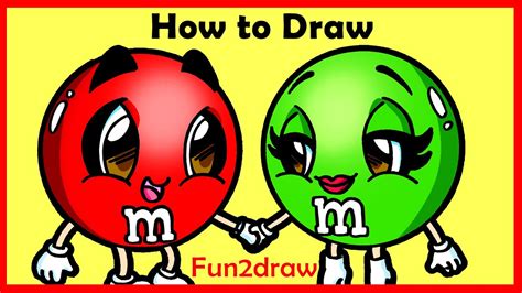 How To Draw Cartoons M Ms Candy Fun2draw Youtube
