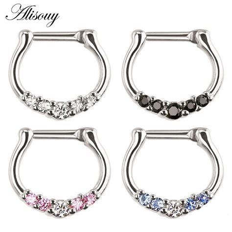 Alisouy 1pc Women Nose Ring Body Piercing Jewelry Colorful Surgical Stainless Steel Zircon