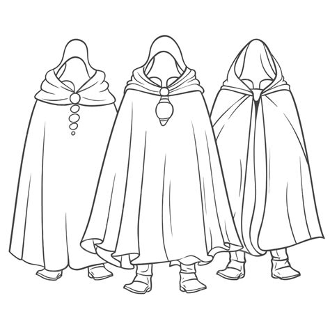 Three Mans With Cloaks Coloring Pages Outline Sketch Drawing Vector
