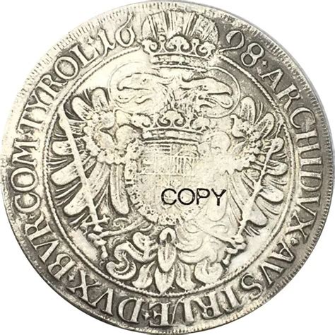 Austria Habsburg 1 Thaler Leopold I Vienna 1698 Brass Plated Silver