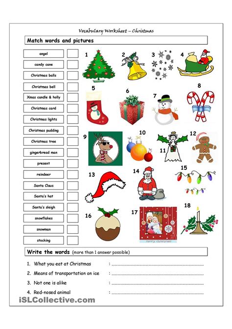 Christmas Grammar Worksheet Printable
