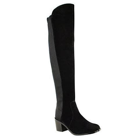 Fashion Thirsty Womens Over The Knee Thigh High Stretch Pull On Low Mid Heel Boots Shoes Size