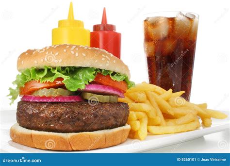 Hamburger Fast Food Meal With French Fries And Soda Stock Image Image