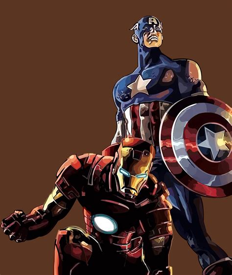 Captain America And Iron Man Vector Cap And Ironman Printiron Etsy