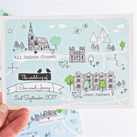 Bespoke Illustrated Map Wedding Invitation By Paper And Inc