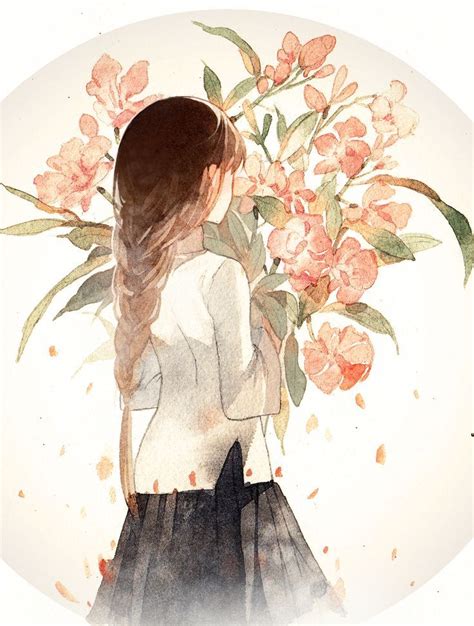 Image Result For Girl Holding Flowers Drawing Tumblr Manga Art Anime