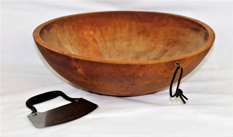 Vintage Wood Dough Bowl Solid Maple Bowl With Dough Knife Center