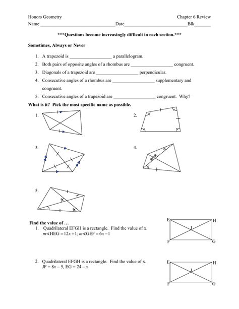 May Sheets 9th Grade Honors Geometry Worksheets Word