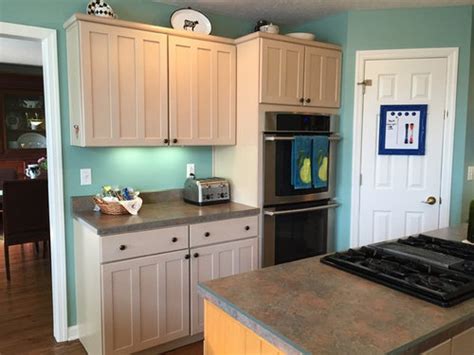 This needs to be done higher from the maximal point on the floor or three inches. HELP! Color scheme with pickled cabinets