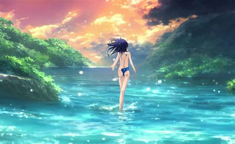 An Anime Girl Swimming Through A Tropical Ocean Anime Stable Diffusion