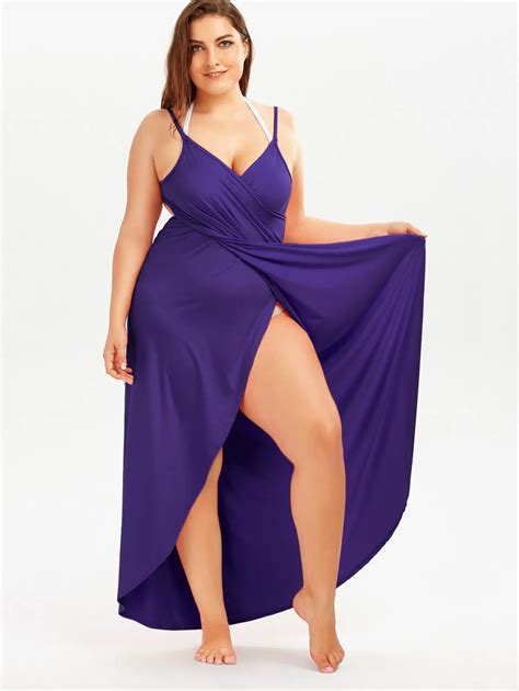 Buy Gamiss Plus Size Sexy Beach Long Split Summer Dress Backless V Neck Women