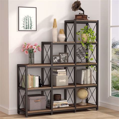 Tribesigns 12 Shelves Bookshelf Industrial Ladder Corner Bookshelf 9