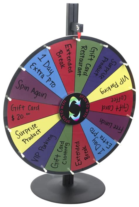 A Spinning Wheel With Words On It And Numbers In Different Colors