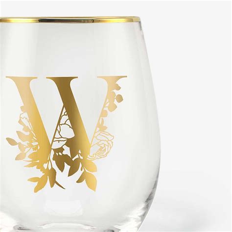 monogrammed initial wine glasses onebttl stemless wine glasses with gold print initial for