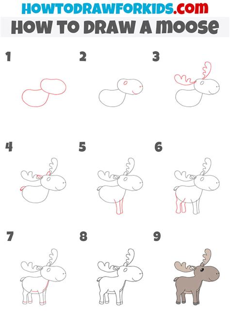 How To Draw A Moose Easy Drawing Tutorial For Kids