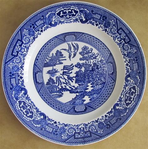 Vintage Blue Willow Ware Royal China Underglized 9 Dinner Plate Serving Platter