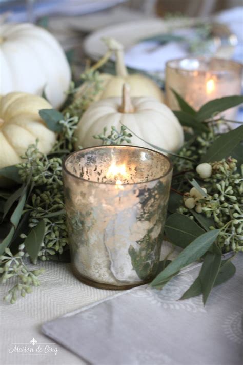 Neutral Fall Table With White Pumpkins And Eucalyptus Pumpkin Wedding
