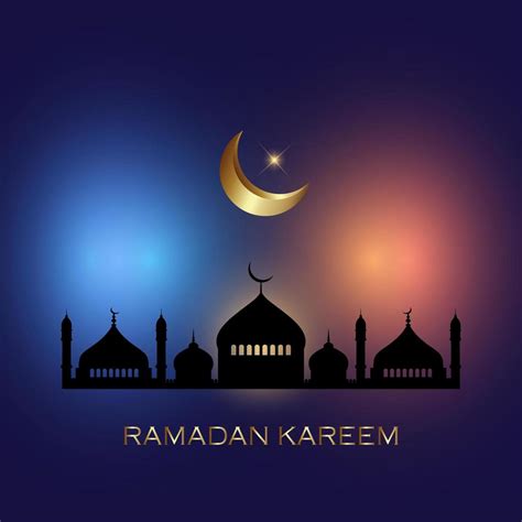 Ramadan Kareem With Mosque Silhouettes 952748 Vector Art At Vecteezy