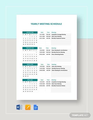 Yearly Schedule Template 9 Free Word Excel Pdf Format Download
