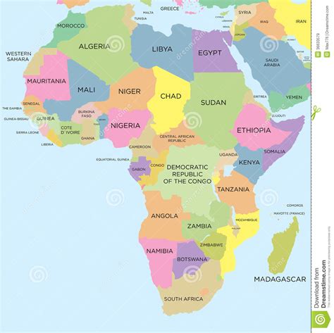Seguimos con mapas del continente africano políticos mudos (sin nombres) para imprimir. Coloured Political Map Of Africa Stock Vector ...