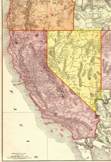 1921 Antique West Coast United States Map Original Usa Map Poster Print