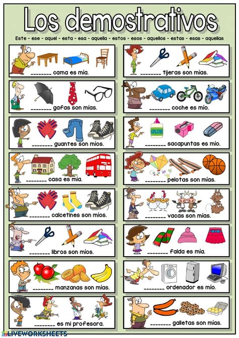 The Spanish Poster Shows Different Types Of Objects And Their Meaning