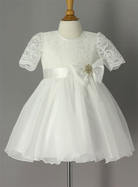 Robe De Baptême Petite Fille Ou Bébé Manches Dentelle Modèle Adria