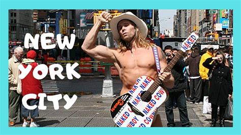 New York City The Famous Naked Cowboy Street Performer At Times