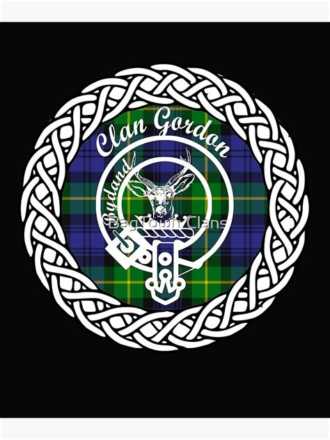 Clan Gordon Surname Last Name Tartan Crest Badge Canvas Print By