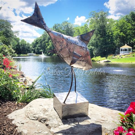 Fish Modern Art Welded Sculpture Garden Decor Etsy Fish Sculpture