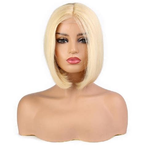 Lace Front Wig Short Length 8 Bob Cut Color 613 Platinum Blonde