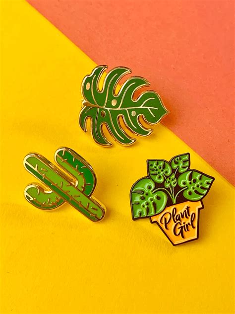 Enamel Pin Plant Lover Cacti Cactus Badge Bundle X 3 Badges Etsy
