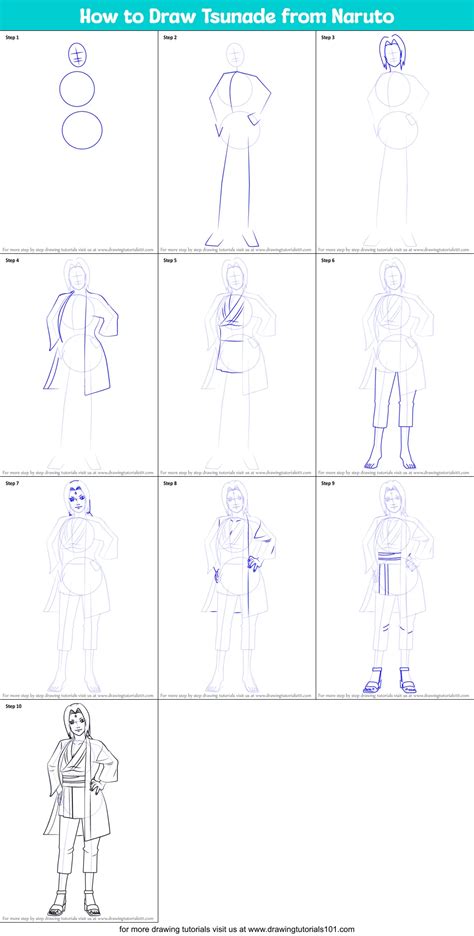 How To Draw Tsunade From Naruto Printable Step By Step Drawing Sheet