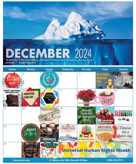 Fun December Calendar With Workplace Holidays Successories