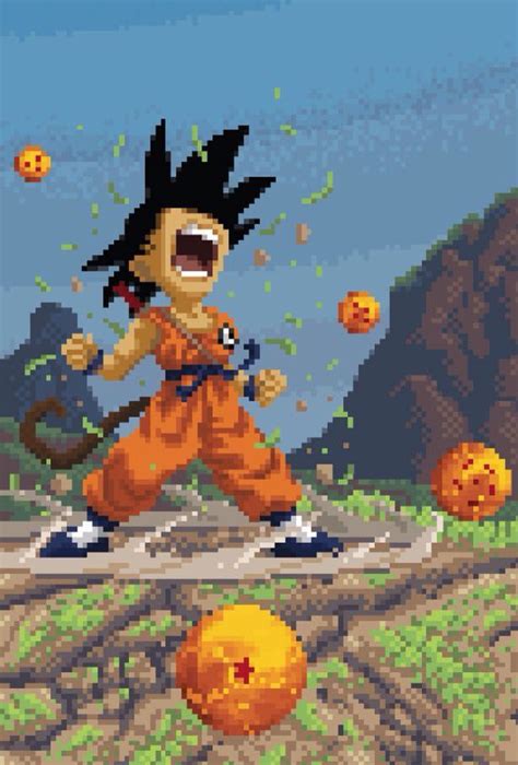 Goku Pixels Dragon Ball Geek Art Anime Dragon Ball Pixel Art