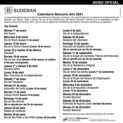Ciudadanos Calendario Bancario Para El Año 2021 En Venezuela