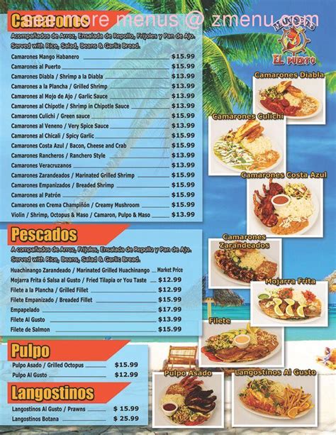 Menu At Mariscos El Puerto Restaurant Las Vegas N Decatur Blvd